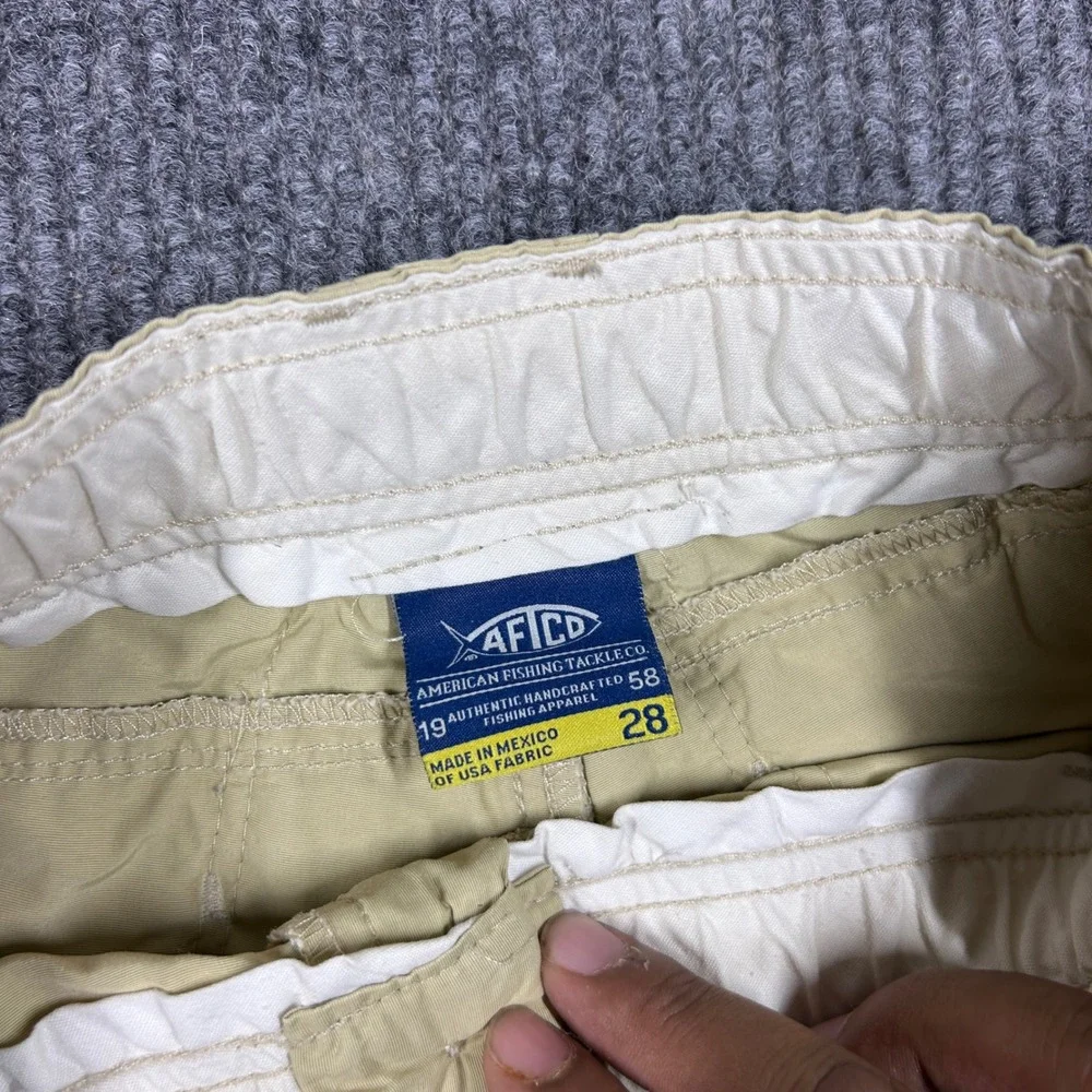 AFTCO Shorts Mens 28 M1 Original Fishing Khaki Tan Elastic Waist Cotton